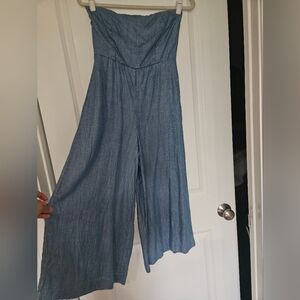 Love, Fire soft denim strapless culotte jumpsuit size 2